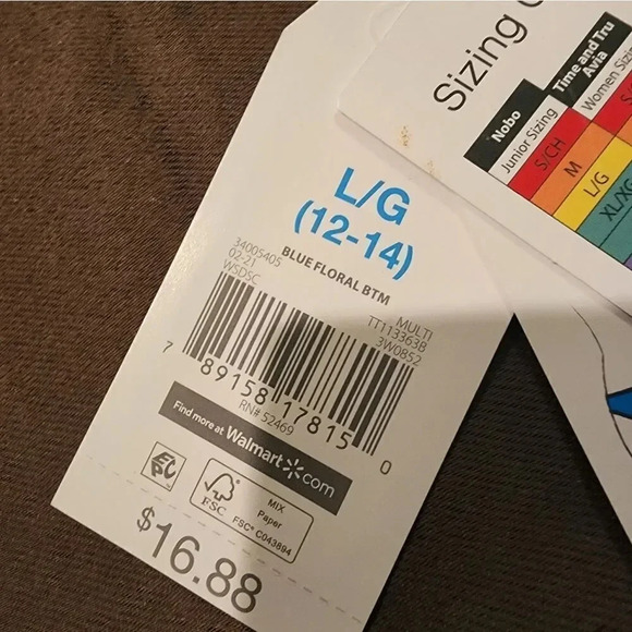 NWT Blue Floral Bikini Bottom in Size L/G 12-14 - Picture 3 of 3